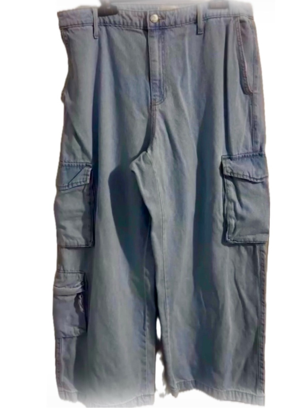 Universal Thread High-Rise Wide-Leg Denim Cargo Pants Light Wash sz 17R